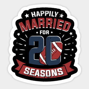 Married For 20 Years American Football Couple Gift Sticker